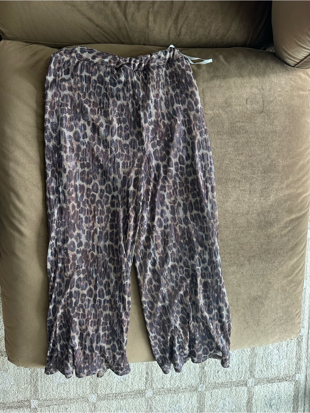 Lovers + Friends Metallic Brown Leopard Pleated Pants